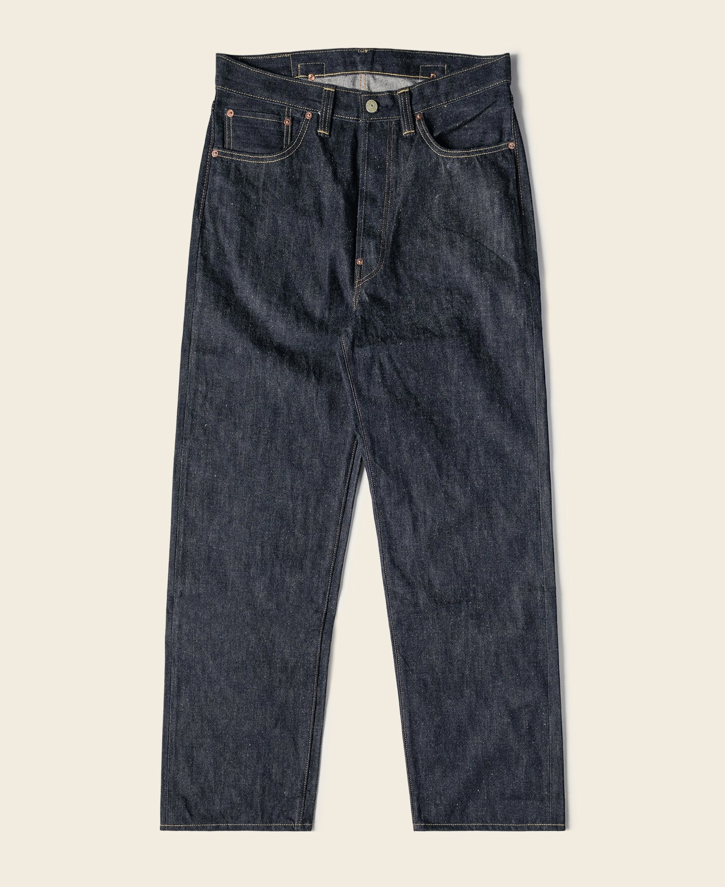 Retro Raw Selvedge Denim Jeans - Dark Indigo 14oz Cotton Retro Raw Selvedge Denim Jeans - Dark Indigo 14oz Cotton
