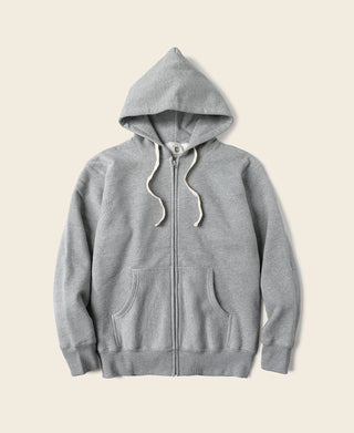 1950s Wind Shield Full-Zip Thermal Hoodie - Gray