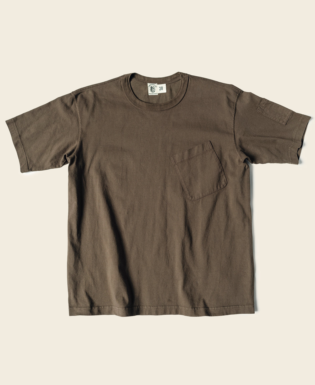 Slanted Pocket High Twist Cotton Tubular T-Shirt - Coffee