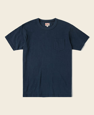 Loopwheel Tubular Slub Cotton Pocket T-Shirt - Indigo