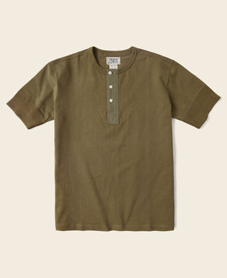 Vintage Short Sleeve Henley T-Shirt - Olive