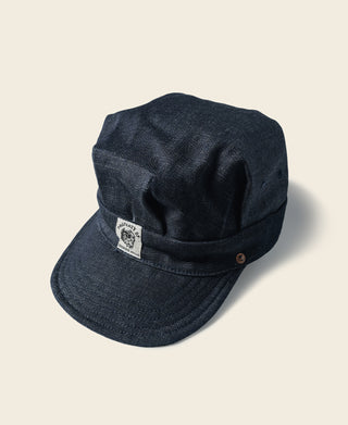 Indigo Denim Railroad Engineer Cap