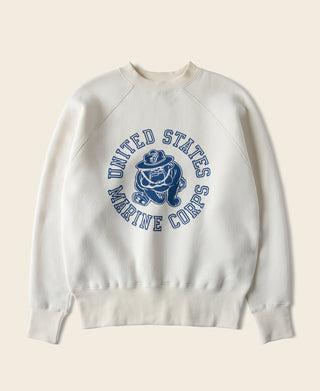 1980s Marine Devil Dog Raglan Sweatshirt - White