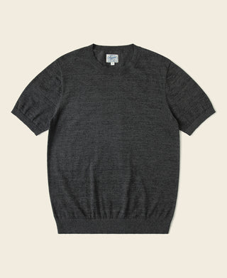 1950s Jersey Knit Short Sleeve Crewneck T-Shirt - Dark Gray