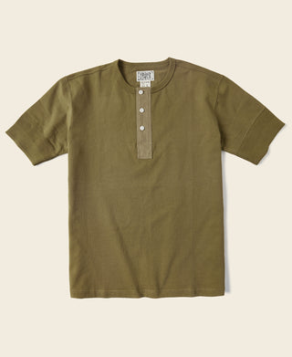 Vintage Short Sleeve Henley T-Shirt - Olive