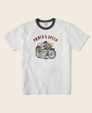 Retro Motorcycle Graphic T-Shirt - White