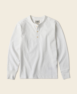 Vintage Long Sleeve Henley Shirt - White