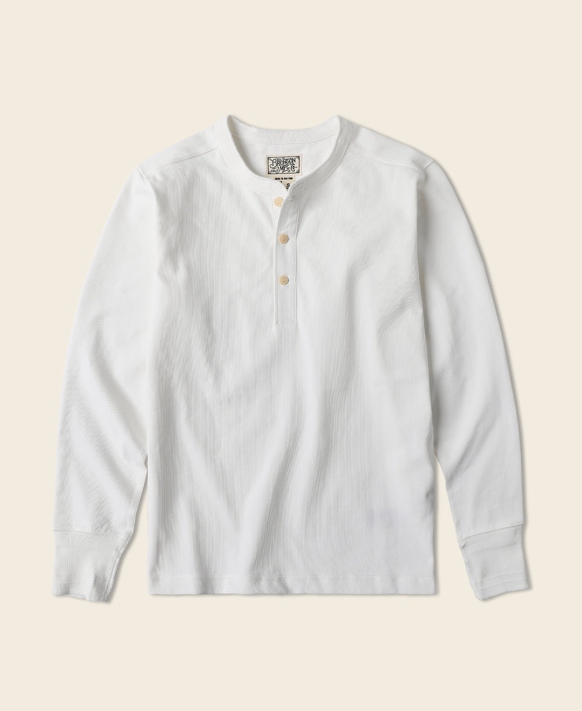 Vintage Long Sleeve Henley Shirt - White