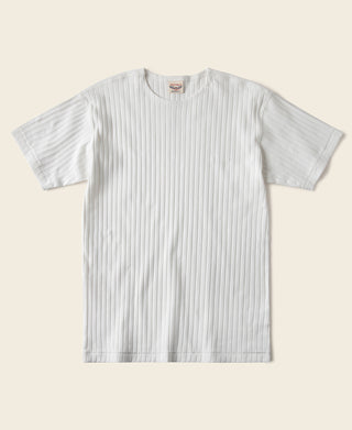 1950s Ribbed Cotton and Spandex-Blend T-Shirt - White