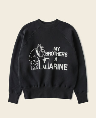 1980s Marine Bulldog Raglan Sweatshirt - Black