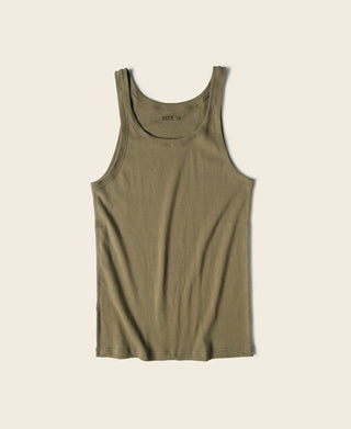 Military Cotton Tank Top - Olive