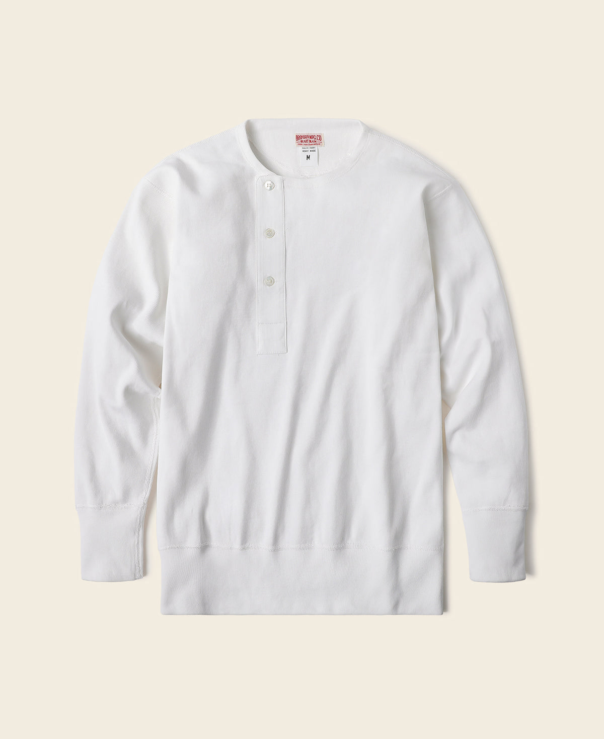 14 oz Side Closing Henley Shirt - White
