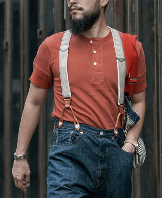Vintage Short Sleeve Henley T-Shirt - Brick Red