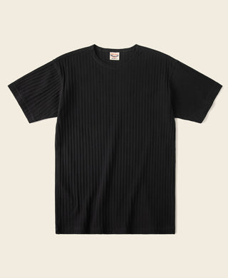 1950s Ribbed Cotton and Spandex-Blend T-Shirt - Black