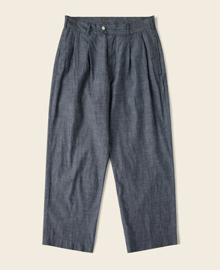 1930s Double-Pleated Chambray Pants