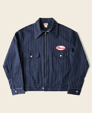 Lot 954 1950s Motorcycle Mechanic Stripe Chore Coat - Navy