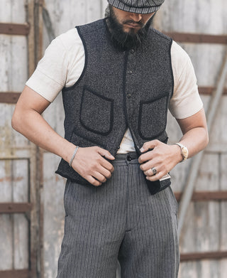 1930s Salt & Pepper Beach Cloth Wool Vest