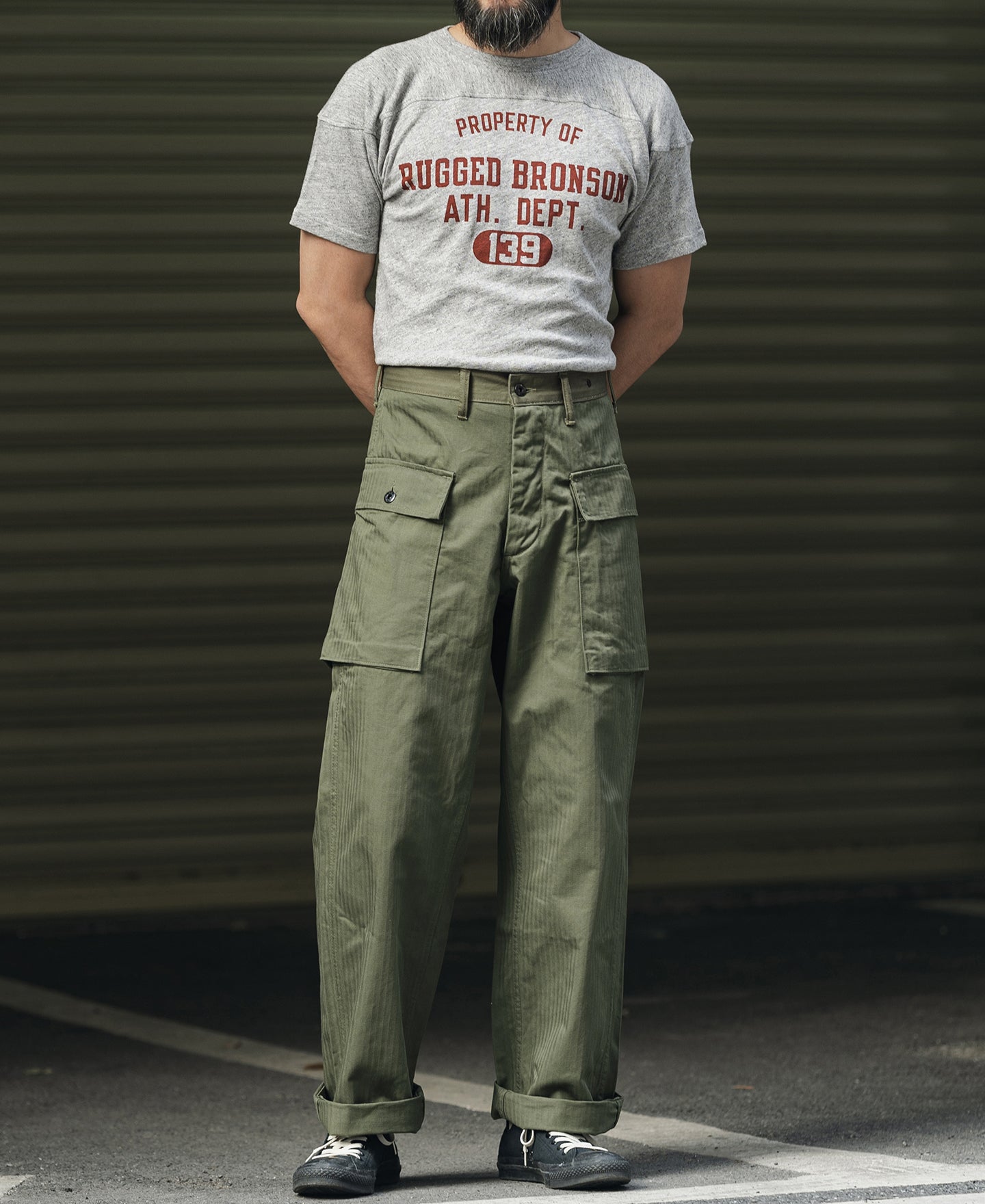 Vintage Mens US Army M-43 HBT Fatigue Trousers - Olive | Bronson