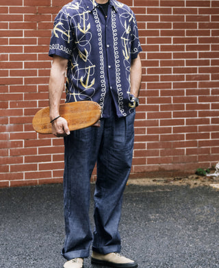 1930s Double-Pleated Chambray Pants