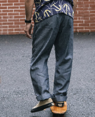 1930s Double-Pleated Chambray Pants