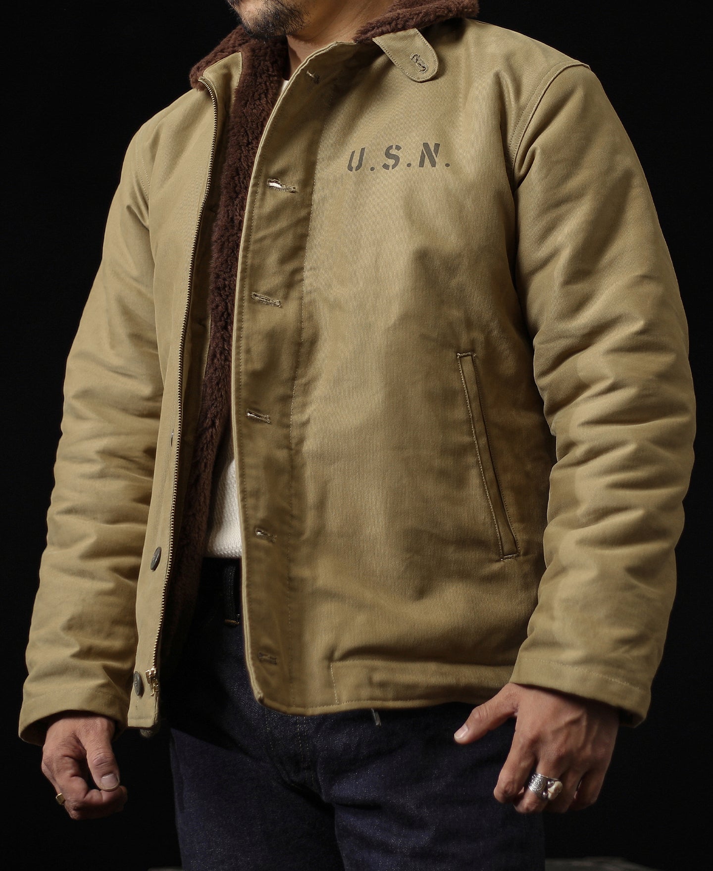1940s US Navy N 1 Deck Jacket Cost effective Version Khaki 1940s-us-navy-n-1-deck-jacket-cost-effective-version-khaki