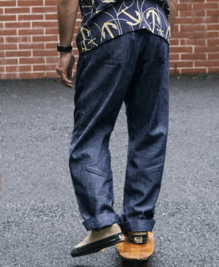 1930s Double-Pleated Chambray Pants