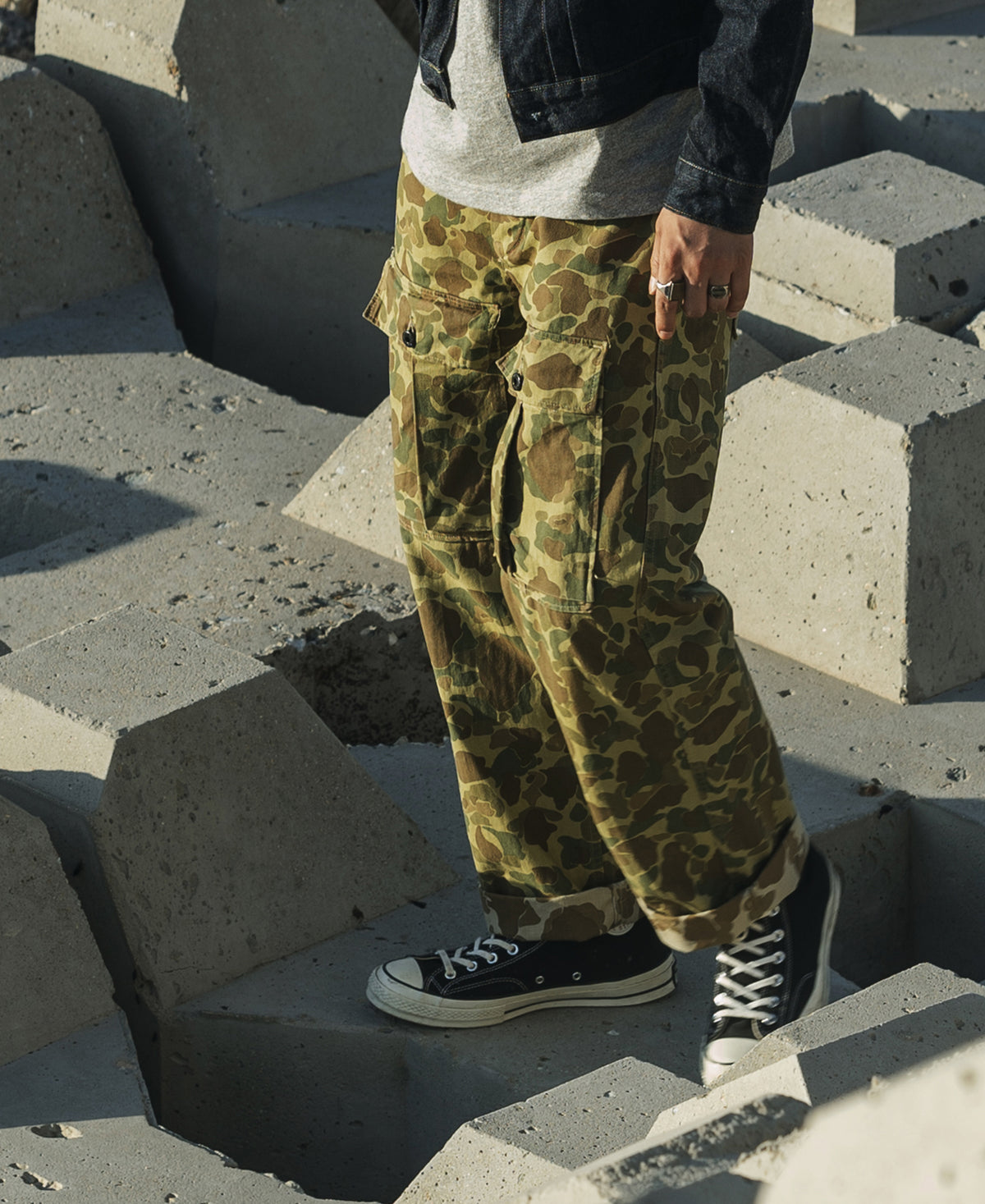 US Army M-1943 Herringbone Cotton Camouflage Pants (Modified