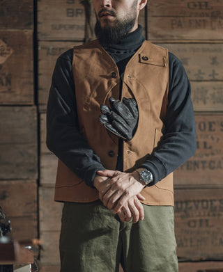 1930s Heavyweight Canvas Game Pocket Hunting Vest - Khaki