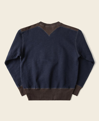 V-Inset Two-Tone Sweatshirt - Navy