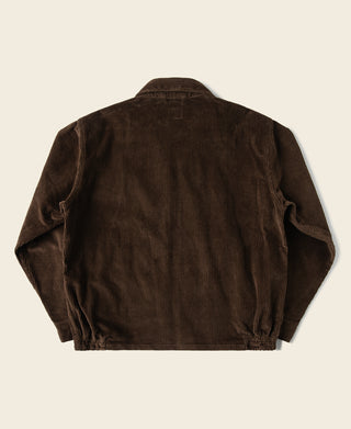 9 Wale Cotton Corduroy Zip-Up Jacket - Brown