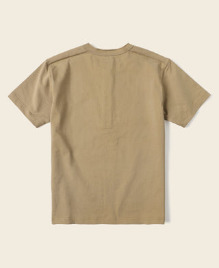 10.6 oz Cotton Short Sleeve Henley T-Shirt - Khaki