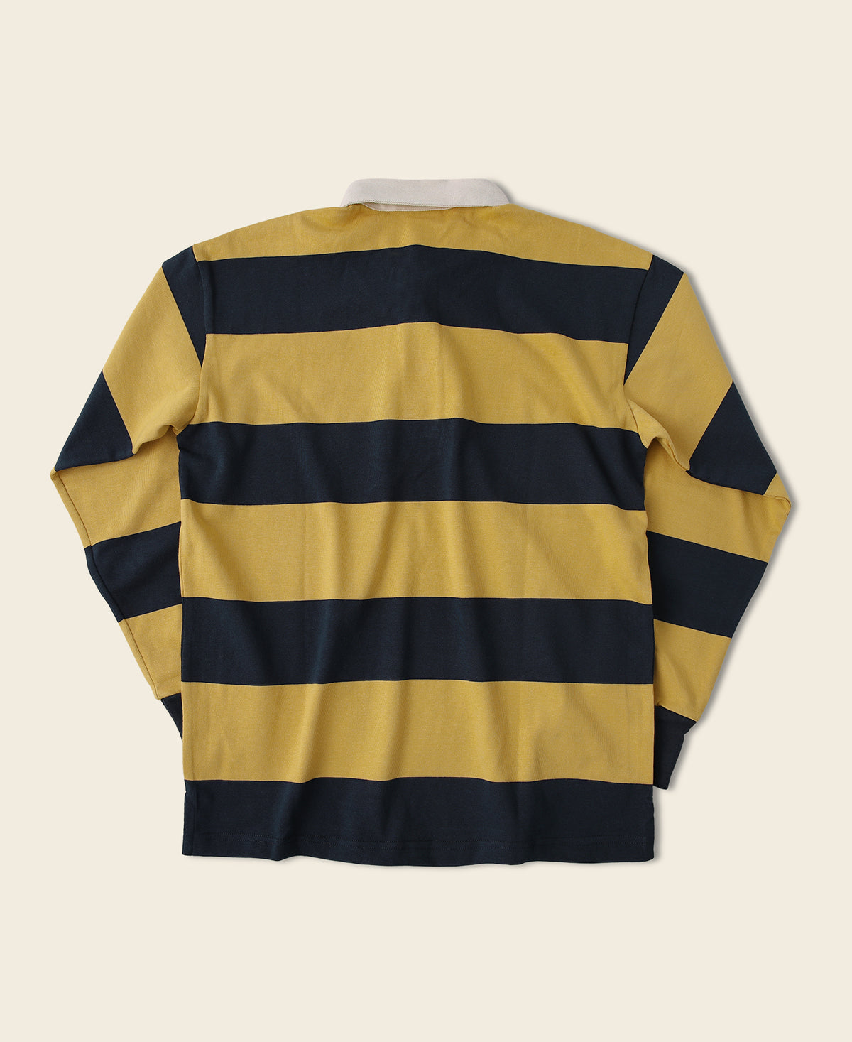Classic Fit Striped Jersey Rugby Shirt - Yellow/Navy