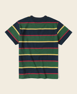 9.8 oz IVY Style Striped T-Shirt - Navy/Green