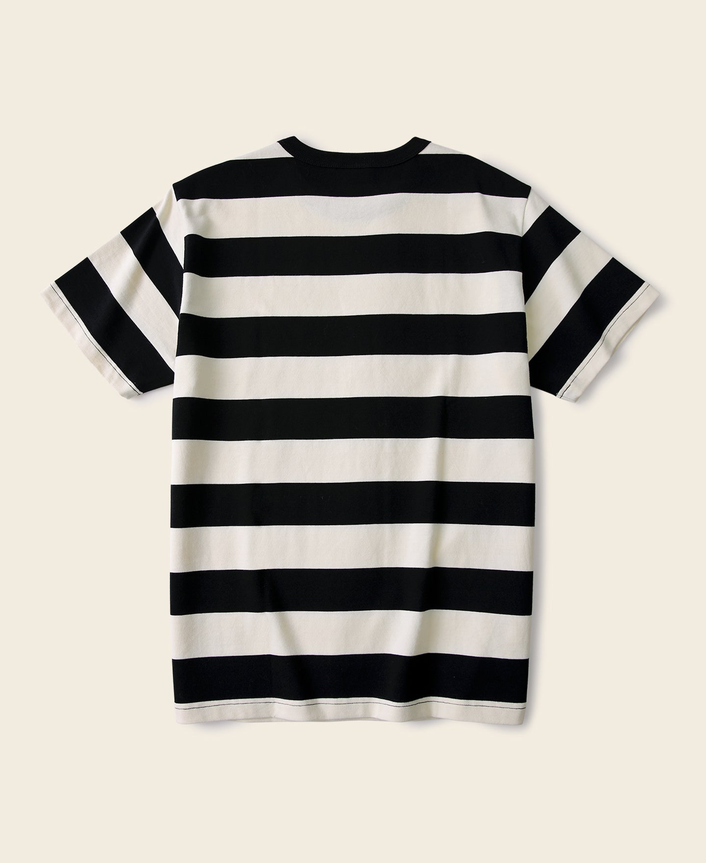Motorcycle Heavyweight Black and White Wide Striped T-Shirt