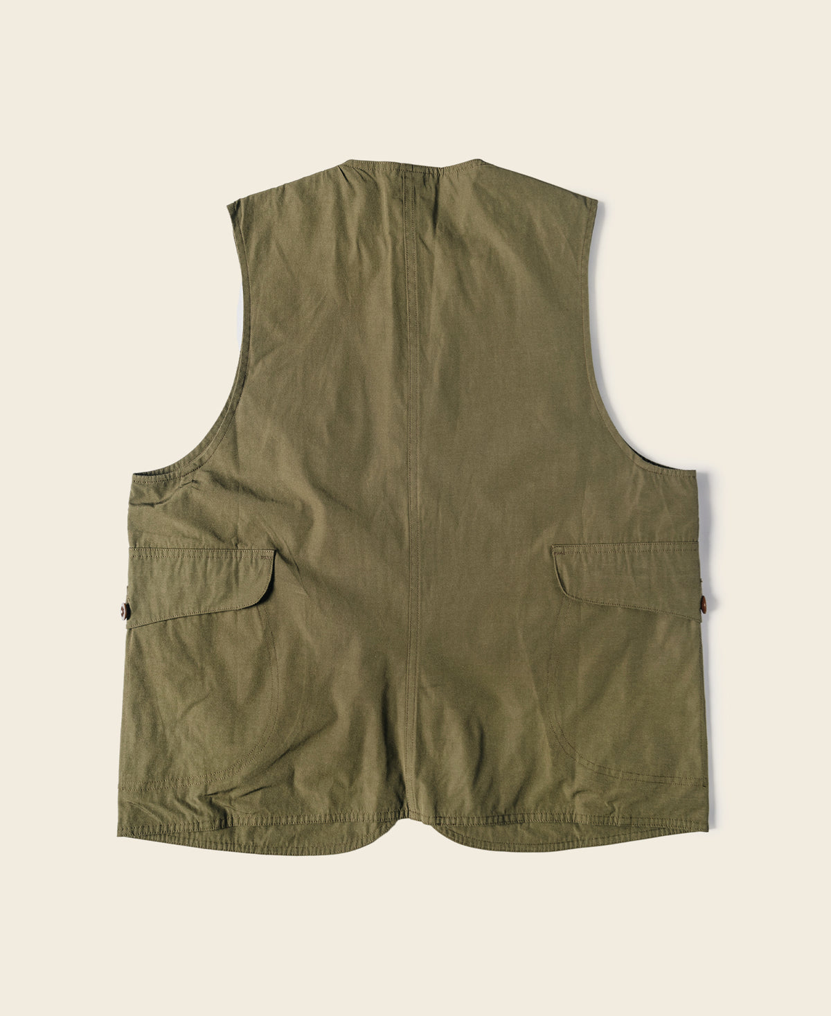 Polyester and Cotton Blend Game Pocket Outdoor Vest - Olive