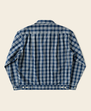 1940s Camp-Collar Palaka Plaid Shirt Jacket
