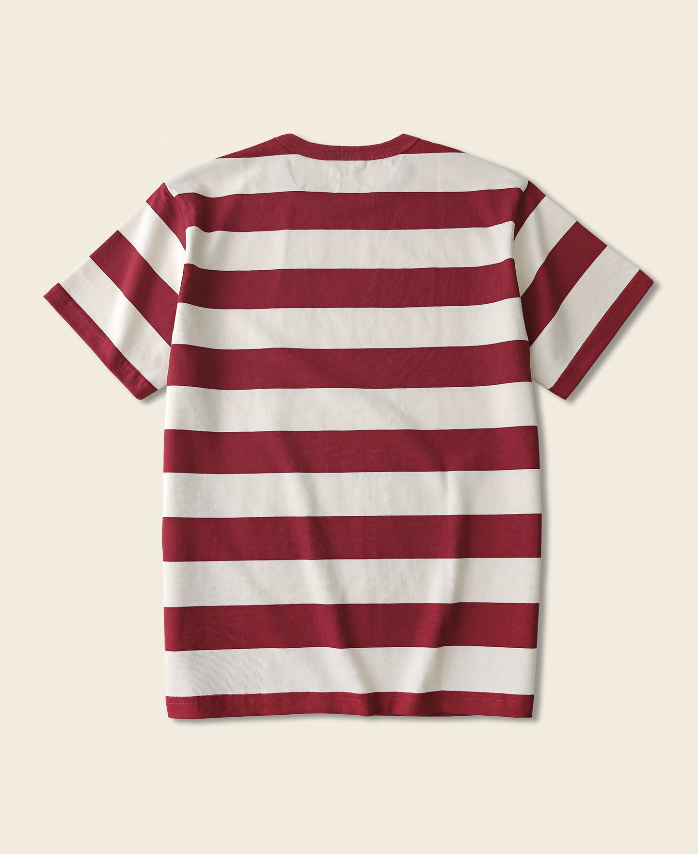 Motorcycle Heavyweight Red and Apricot Wide Striped T-Shirt