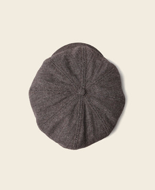 Brown Striped Herringbone Wool Newsboy Cap