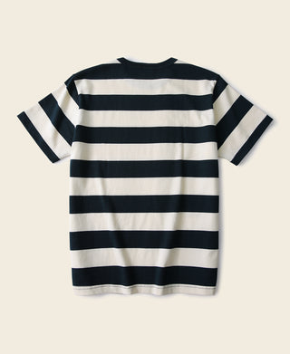 Heavyweight Cotton Wide Striped T-Shirt - Blue/White