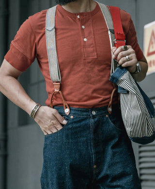 Vintage Short Sleeve Henley T-Shirt - Brick Red