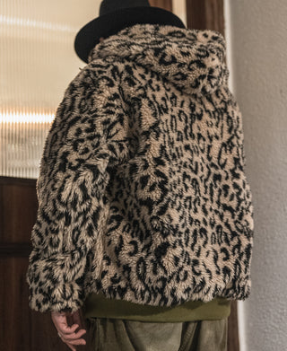 Leopard Print Reversible Deck Jacket - Khaki