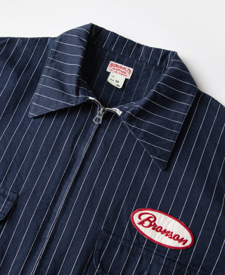 Lot 954 1950s Motorcycle Mechanic Stripe Chore Coat - Navy