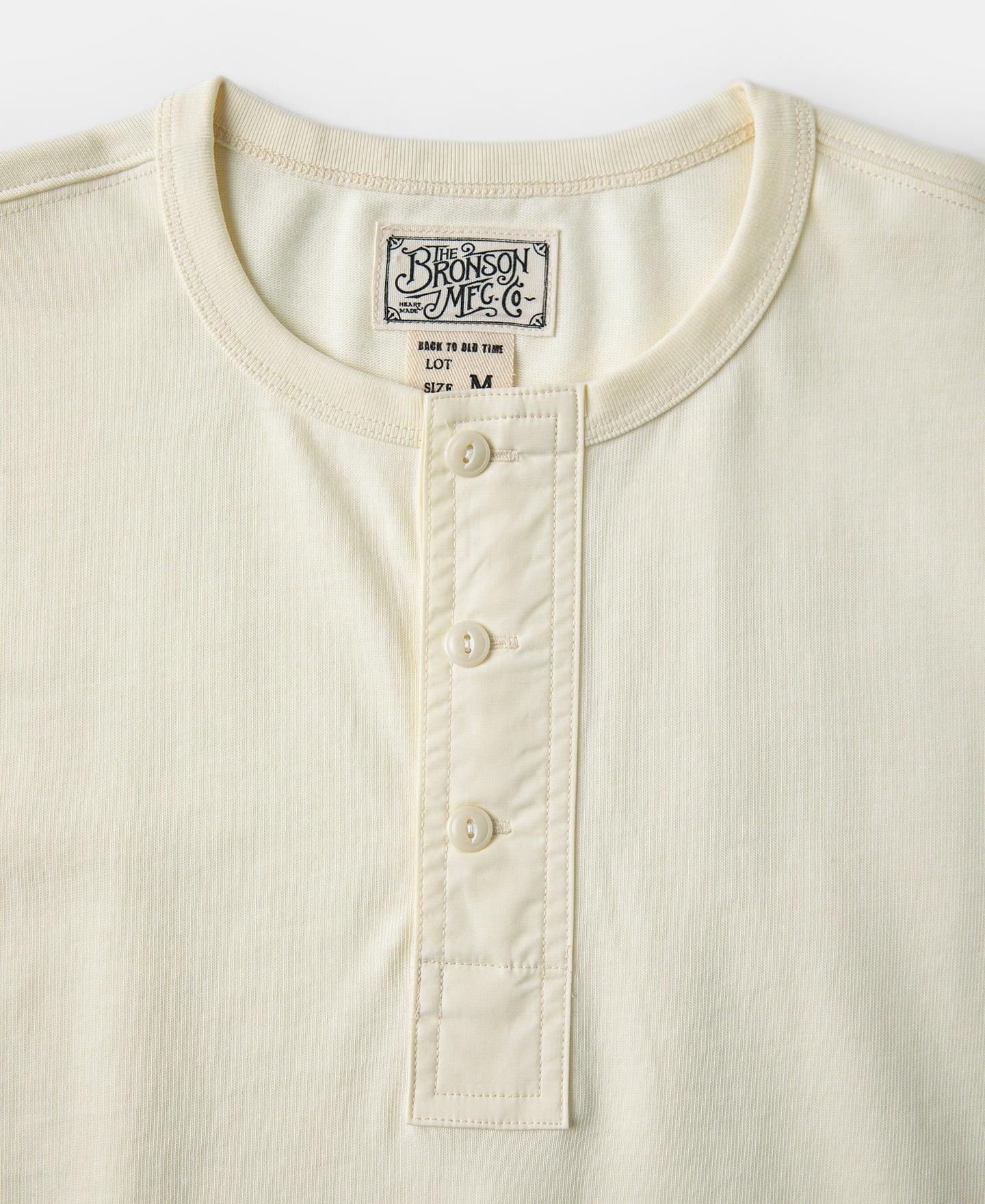 Mens Classic Short Sleeve Henley T-Shirt - Cream | Bronson Mfg