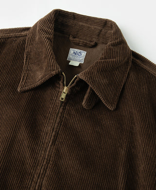 9 Wale Cotton Corduroy Zip-Up Jacket - Brown