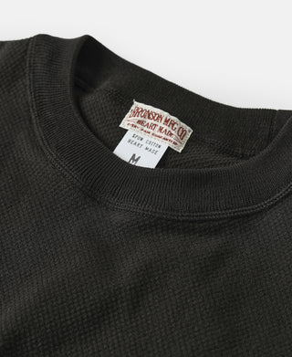 Waffle Knit Pattern Pocket T-Shirt - Black