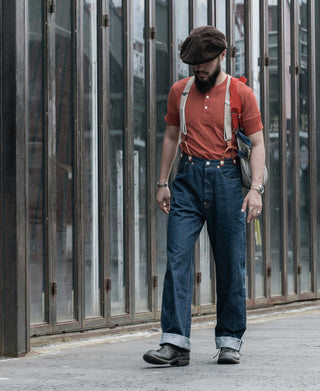 Vintage Short Sleeve Henley T-Shirt - Brick Red