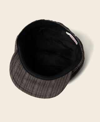 Yarn-Dyed Stripe Newsboy Cap  - Brown