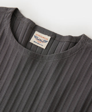 1950s Ribbed Cotton and Spandex-Blend T-Shirt - Dark Gray