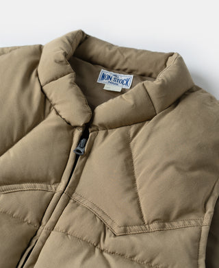 1970s Vintage Quilted Padded Vest - Khaki