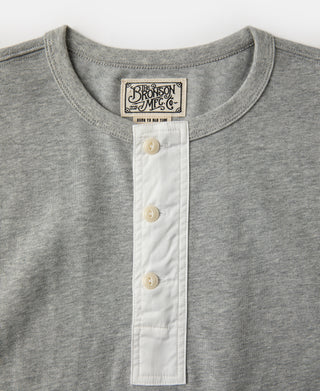 Collar Detail of Vintage Short Sleeve Henley T-Shirt